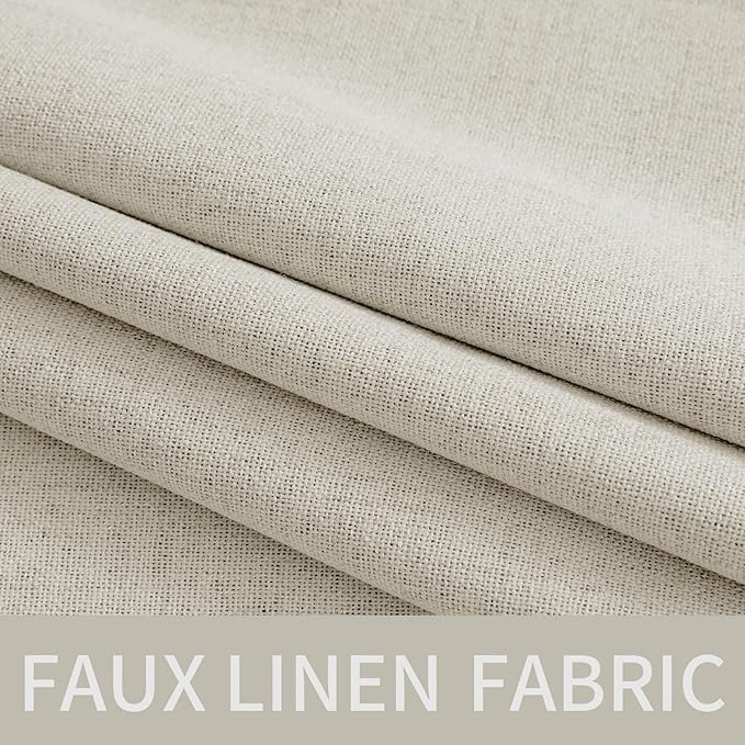 MIULEE Linen Texture 90 Inches Curtains for Bedroom Light Cream 100% Blackout Thermal Insulated Linen Curtains Grommet Room Darkening Drapes for Living Room Nursery 52x90 Inch (2 Panels)