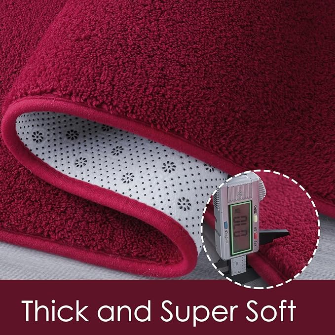 AROGAN Shag Runner Rug for Hallways, 2x6 Feet Washable Rugs with Memory Foam for Bedroom, Entryway Indoor Fluffy Throw Rug for Bedside Living Room Kids Girls Nursery Dorm Room Decor, Wine Red