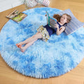 Amdrebio Tie-Dyed Light Blue Round Circle Rug 5Ft for Girls Bedroom, Soft Cute Fluffy Area Rugs for Boys, Kids Room Decor, Plush Shaggy Fuzzy Stitch Carpet for Baby Nursery Playroom Classroom Dorm
