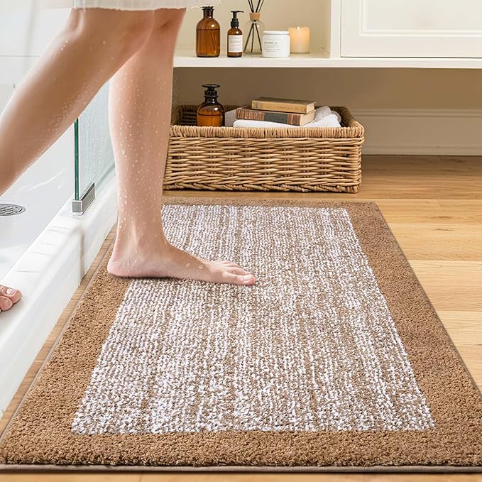 Bathroom Rugs 30x20 Non Slip Washable, Coffee Bath Mat for Bathroom Floor Tub, Soft Absorbent Quick Dry Mats for Shower, Bathtub,Home Decor