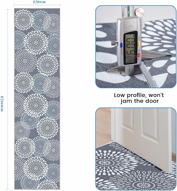 StepRite Runner Rug 2 x 8 ft, Washable Rugs, Hallway Runner Rugs, Kitchen Runner Rug Non Slip, Soft Runner with Rubber Backing for Kitchen, Hallway, Laundry, Bedroom, Living Room