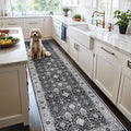 Washable 3x25 Extra Long Runners: Oriental Soft Non-Slip Hallway Runner Rugs for Kitchen Dining Room Indoor Low Pile Thin Entry Floor Mat Stain Resistant Carpet for Living Room Bedroom (3 x 25,Black)