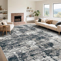 9x12 Area Rug for Living Room, Washable Modern Abstract Large Area Rug Neutral Soft Non Slip Kids Rug Stain Resistant Indoor Carpet for Bedroom Dining Room Playroom Office(BlackGrey, 9'x12')