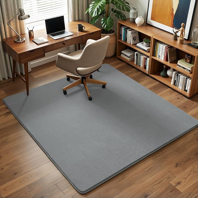 Amearea 5x5 Square Area Rugs for Bedroom Living Room, Modern Grey Thickened Memory Foam Rug, Fluffy Indoor Washable Rugs Non Slip Minimalist Carpet for Kids Boys Girls Dorm Nursery Room Decor
