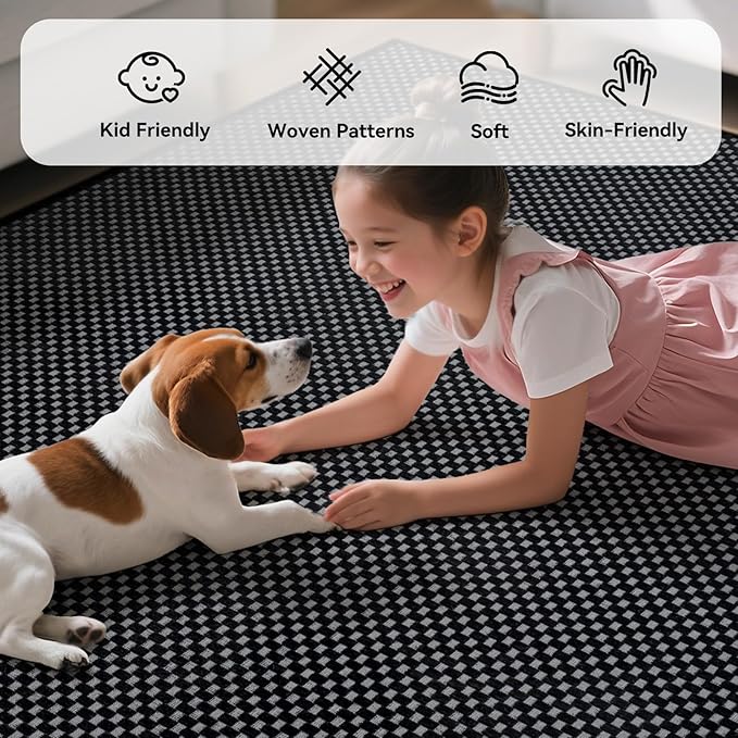 YDKGL 2x8 ft Runners for Hallways Extra Long Woven Washable Kitchen Runner Mat Rugs Non Slip, Soft Entryway Laundry Hall Floor Runner Carpet for Bedroom Hallway Living Room, Black