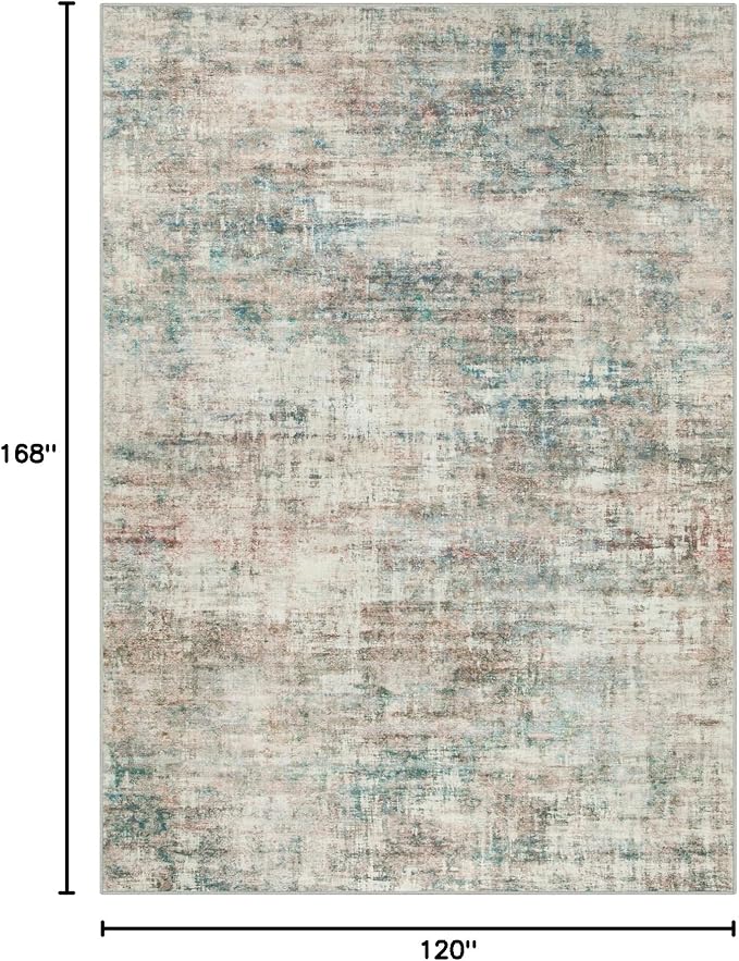 10x14 Area Rugs Washable Rug: Modern Abstract Living Room Rug Soft Anti-Skid Thin Carpet Indoor Floor Non-Shedding Carpets for Bedroom Dining Room Farmhouse Nursery Home Office Multi Color