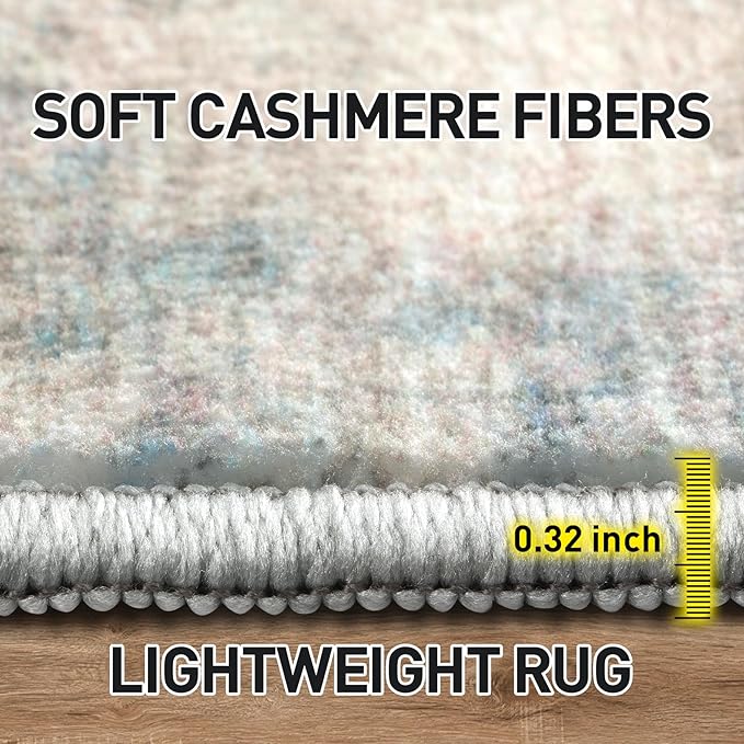 10x14 Area Rugs Washable Rug: Modern Abstract Living Room Rug Soft Anti-Skid Thin Carpet Indoor Floor Non-Shedding Carpets for Bedroom Dining Room Farmhouse Nursery Home Office Multi Color