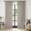 MIULEE Pinch Pleated Thick Linen Curtains 90 Inches Long 2 Panels for Living Room Bedroom, Linen Textured Memory Trained Pleat Drapes Back Tab Light Filtering Taupe Window Curtains with Hooks