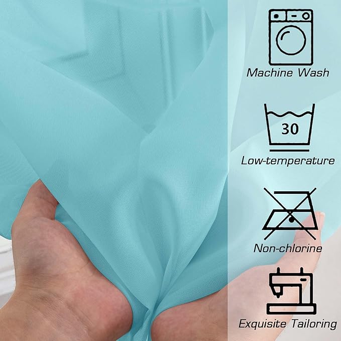 Simplebrand Aqua Sheer Curtains 63 Inch Length 2 Panels, Rod Pocket Solid Color Window Sheer Curtain Panels, Elegant Curtains & Drapes for Living Room, Bedroom 2 Panels (Ivory, 42" W x 63" L)