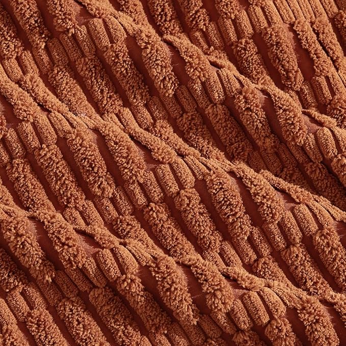 Fancy Homi 4 Packs Rust Decorative Throw Pillow Covers 18x18 Inch for Living Room Couch Bed Sofa, Terracotta Rustic Farmhouse Boho Home Decor, Soft Plush Striped Corduroy Square Cushion Case 45x45 cm