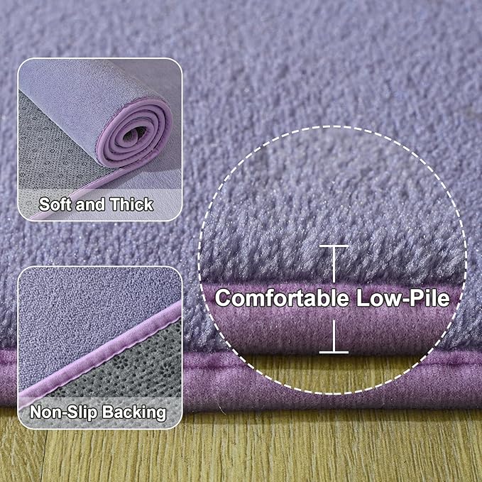 Amearea Large Modern Area Rugs for Bedroom Living Room, 6x9 Feet Purple Thickened Memory Foam Rug, Fluffy Indoor Washable Rugs Non Slip Minimalist Carpet for Boys Girls Dorm Nursery Room Decor