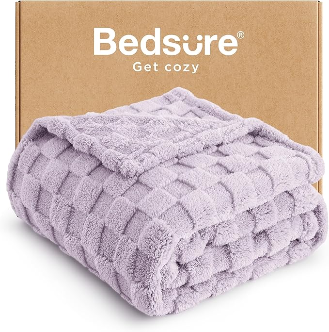 Bedsure GentleSoft Lavender Fog Throw Blanket for Couch - Super Soft Cozy Blankets Gifts for Kids Girls, Cute Small Fleece Throws for Bedroom Home Decor, 50x70 Inches
