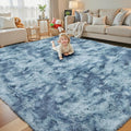 Rugs for Living Room 5x8, Alfombras para Salas Shag Large Plush Soft Area Rug, Shaggy Carpets for Bedroom, Kids Boys Girls Home Decor Aesthetic(Dark Blue Tie-Dyed, 5 x 8 Feet)