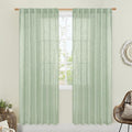 LAMIT Fresh Green Linen Curtains for Living Room, 80 Inch Faux Linen Textured Light Filtering Drapes Back Tab and Rod Pocket Boho Panels for Farmhouse/Bedroom/Porch, 52 x 80 Inch, 2 Panels Set