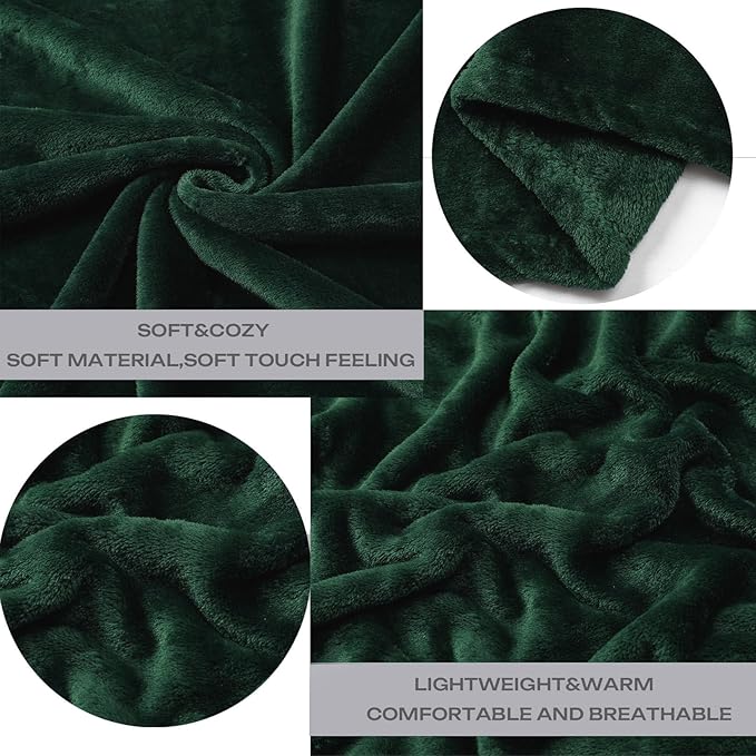 Forest Green Flannel Fleece Throw Blanket Throw Size(50 by 60 Inches),Green Throw Blanket for Couch Sofa Bed 280GSM,Super Soft Plush Cozy and Lightweight Warm Bed Blanket for All Season