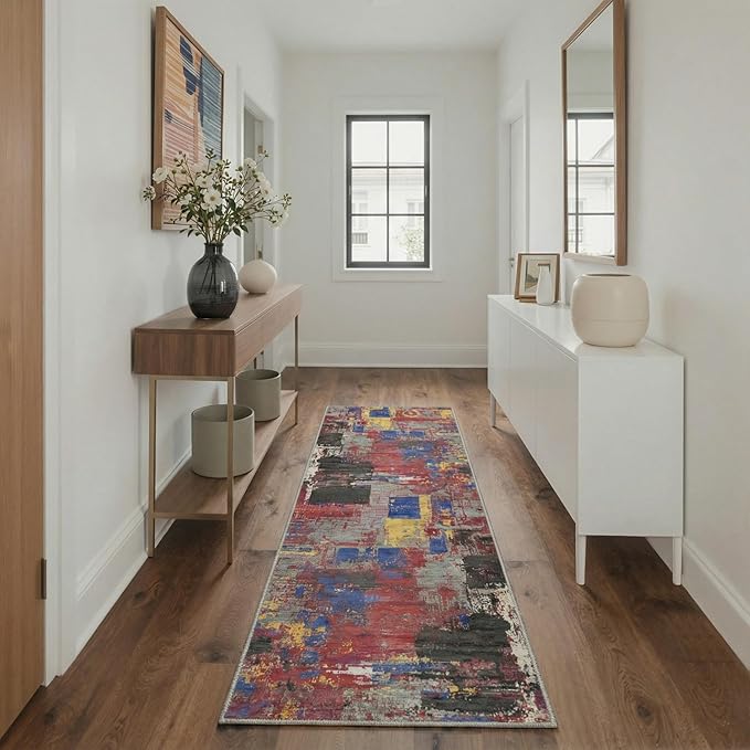 BEIMO Area Rugs 5x7 for Living Room Bedroom, Modern Abstract Machine Washable Rug, Large Soft Low Pile Floor Carpet with Non Slip Backing for Dining Room, Vivid Mix
