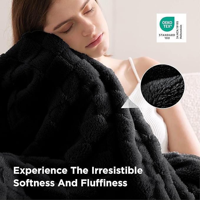 Bedsure GentleSoft Black Throw Blanket for Couch - Super Soft Cozy Blankets Gifts for Kids Girls, Cute Small Fleece Throws for Bedroom Home Decor, 50x70 Inches