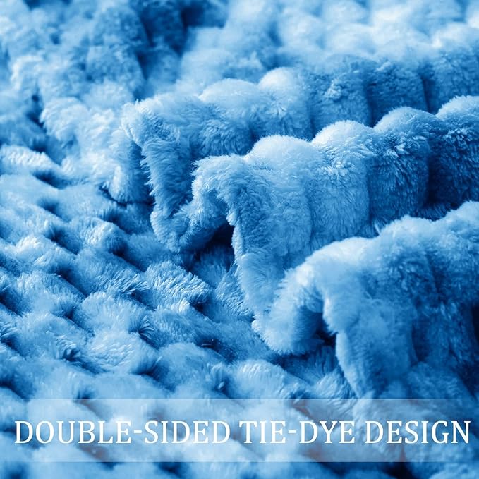 Exclusivo Mezcla Fleece Throw Blanket for Couch, Extra Large Fuzzy Tie-dye Cobalt Blue Bed Blankets, Soft Cozy Plush Sofa Throws for All Seasons, 50x70 Inches