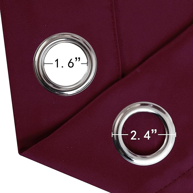 LEMOMO Burgundy Red Thermal Blackout Curtains/42 x 84 Inch/Set of 2 Panels Room Darkening Curtains for Bedroom