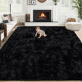 6x9 Area Rug for Living Room: Fluffy Shag Soft Washable Rugs Large Fuzzy Plush Indoor Carpet for Bedroom Nursery Playroom Kids Girls Boys Room (Black, 6'x9')
