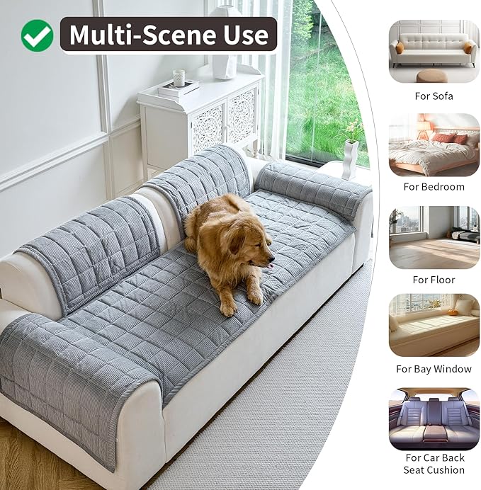 Couch Covers for Dogs Washable, Non Slip Couch Covers for Loveseat Sofa Pet Friendly, Soft Fuzzy Sofa Covers for Pet, Dog Couch Cover Furniture Protector(1PC,Light Grey,27.6"x94.5")