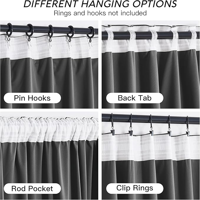 RYB HOME Velvet Blackout Curtains for Bedroom - Super Soft Room Darkening Curtains Thermal Insulated Drapes Heat Block Window Panels for Living Room, Wide 52 x Long 96, Grey, 2 Panels