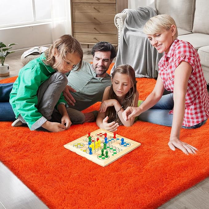 Orange Shag Area Rugs for Bedroom Living Room,5X8 Ultra Soft Fluffy Area Rugs for Dorm, Indoor Carpet Nursery Rugs for Kids Room Home Halloween Decor