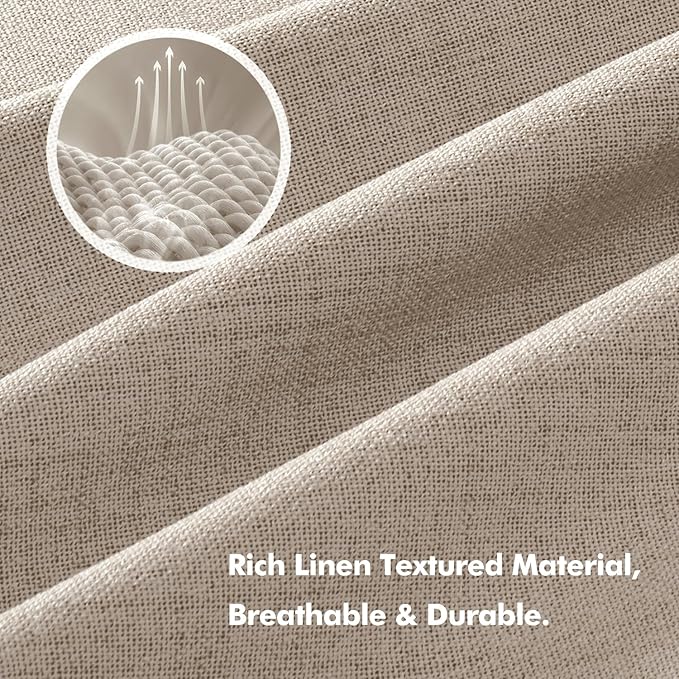 MIULEE 100% Blackout Linen Curtains for Bedroom, Taupe Solid Luxury Decor Thermal Insulation Room Darkening Drapes for Living Room Nursery Back Tab Rod Pocket 42 x 84 Inches, 2 Panels