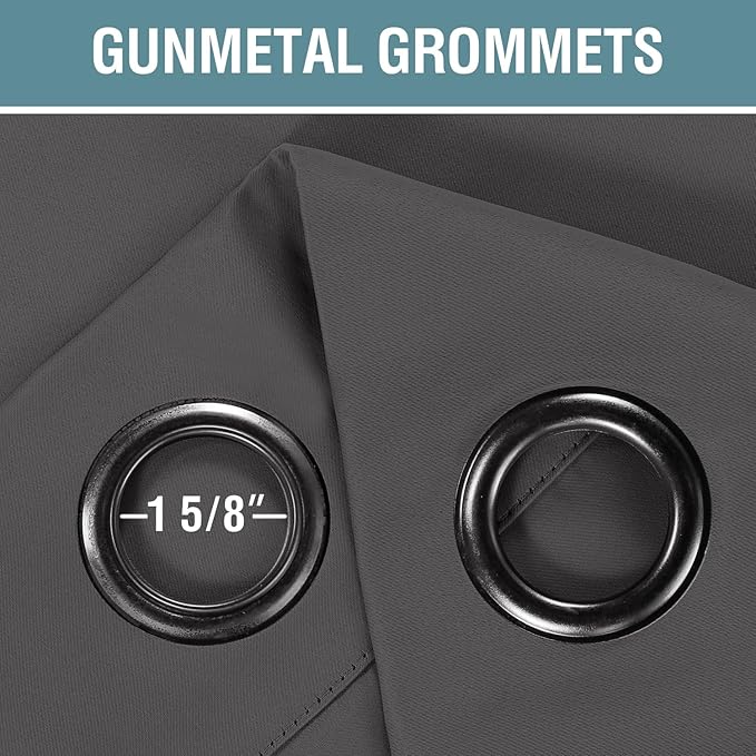 H.VERSAILTEX Blackout Curtain for Living Room Small Window Kitchen Blackout Curtains 45 inch Length Energy Saving Solid Grommet Blackout Drape, One Panel, Charcoal Gray, 52" W x 45" L