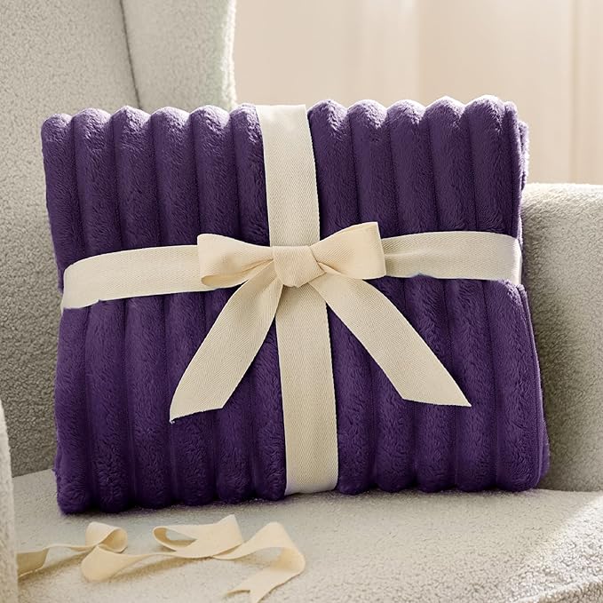 Bedsure GentleSoft Purple Fleece Blanket for Couch - Cozy Soft Blankets for Women, Cute Small Throws for Girls, 90x90 Inches
