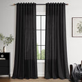 Vintage Black Linen Curtains 108 Inches Long for Living Room Light Filtering Semi Sheer Curtain Back Tab Floor to Ceiling High Window Gothic Vintage Decor Drapes for Bedroom Office 52x108,2 Panels