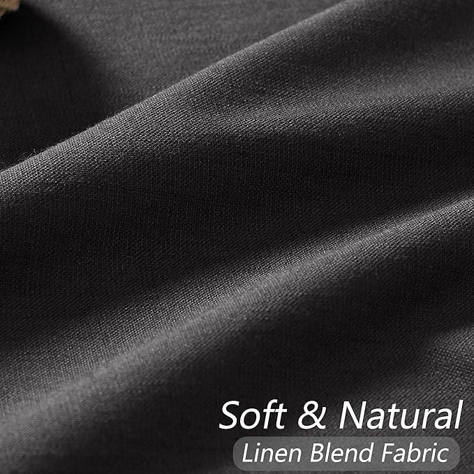 Guken Black 100% Blackout Curtains 108 Inch Length 2 Panels Set for Living Room Bedroom Back Tab Thermal Insulated Black Out Linen Drapes Room Darkening Window Curtains 52x108
