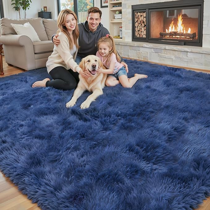 Rugs for Bedroom 4x6, Alfombras para Salas Shag Large Plush Soft Area Rug, Shaggy Carpets for Livingroom, Kids Boys Girls Home Decor Aesthetic(Royal Blue, 4 x 6)