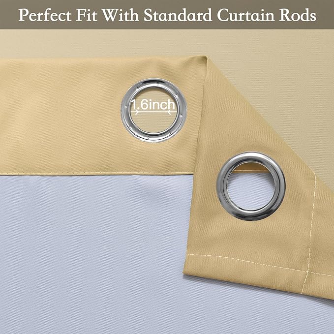 SimpleHome Ombre Room Darkening Curtains 96 inches Length for Bedroom,Grommet Gradient Light Blocking Beige Gradient Window Curtains for Living Room,2 Panels, 52x96 inches