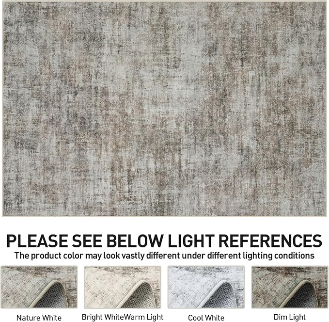5x7 Area Rugs Washable Rug: Modern Abstract Living Room Rug Soft Anti-Skid Thin Carpet Indoor Floor Non-Shedding Carpets for Bedroom Dining Room Farmhouse Nursery Home Office Brown Black
