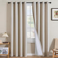 H.VERSAILTEX Linen Curtains 100% Blackout Curtains for Bedroom 102 inch Long Full Light Blocking Nature Linen Blended Window Curtains for Living Room Nickel Grommet (2 Panels, Heathered Natural)