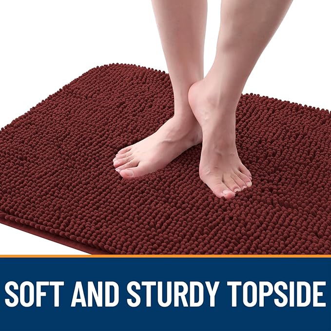 OLANLY Dog Door Mat for Muddy Paws 44x32, Absorbs Moisture and Dirt, Absorbent Non-Slip Washable Doormat, Quick Dry Chenille Mud Mat, Entry Indoor Entryway Carpet for Inside Floor, Caramel Russet