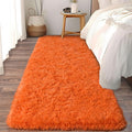Soft Runner Rugs for Bedroom Hallways, 2x5 Orange Fluffy Shag Throw Area Rug Non Slip for Bedside Dorm, Long Shaggy Furry Carpet for Nursery Living Room