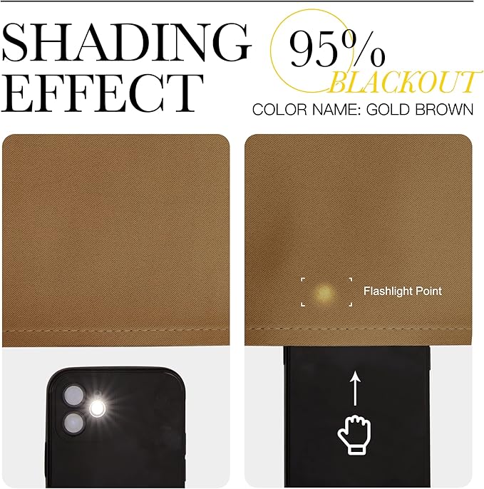 NICETOWN Sleek Blackout Curtains 86 inches Length for Small Windows, Noise Reducing and Block Draft Panels for Door Doorway Laundry Office Luxury Decor Theme (2 Panels, Gold Brown, W55 x L86 -Inch)