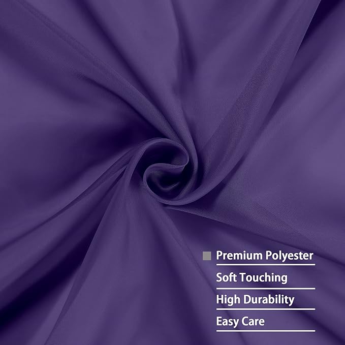 OWENIE Purple Sheer Curtains 96 Inch Length, Elegant Sheer Curtains for Bedroom, Window Voile Sheer Curtain Panels/Drapes/Treatment for Living Room, 2Pcs, Each 42" W x 96" L