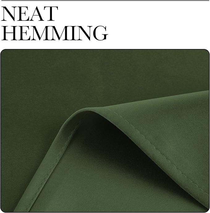 NICETOWN Dark Green Blackout Cafe Satin Curtains for Small Windows, 42" Wide by 63" Long, 2 Panels, Grommet Noise Reducing Faux Silk Blackout Drapes for Dining Room