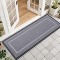 OLANLY Front Door Mat Indoor Outdoor Entrance, Waterproof All-Season, All-Weather Doormat, Sturdy Natural Rubber, Low Profile, Easy Clean Patio Porch Entryway Mat, 47x17, Classic Gray