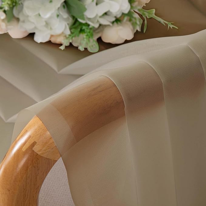 Chyhomenyc Taupe Sheer Curtains 120 Inches Long - Light Filtering Voile Extra Long Panel Drapes for Floor to Ceiling Window, Elegant Soft Living Room Curtains, Each 42Wx120L Inch, 10FT, 2 Panels