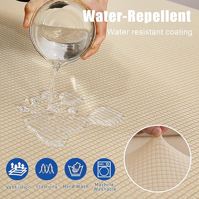 Water Repellent Sofa Cushion Slipcovers, Stretch Spandex 3 Seats Sette Cushion Protector Slipcovers Couch Covers for Loveseat Cushion Couch (Large, Ivory)