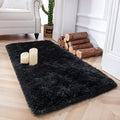 Chicrug Soft Runner Rug for Bedroom Living Room Plush Fluffy Rug 2x3 Feet, Shag Furry Runner Carpet Non Shedding for Nursery Children Kids Girls Room Home Decorative, Black