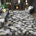 LOCHAS Ultra Soft Indoor Modern Area Rugs Fluffy Living Room Carpets for Children Bedroom Home Decor Nursery Rug 6x9 Feet, Grey-Gold