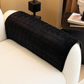 Velvet Couch Cover, Plush Sectional Sofa Cover Washable, Anti Slip Sofa Slipcover for Armrest & Backrest, Furniture Protector Covers for Pets & Kids(1PC, Black, 27.6"×27.6", Single Seater)
