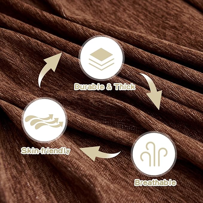 MYSKY HOME Chocolate Couch Cover Non Slip Dog Sectional Sofa Cover for 3 Cushion Couch Sofa Slipcover with Tassels Futon Cover Non Slip Washable Furniture Protector Cover for Pet, Cat, 91"x118"