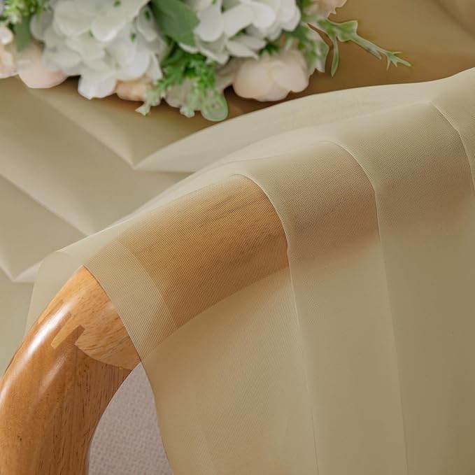 OWENIE Sheer Curtains 54 Inch Length 2 Panels Set, Gold Sheer Curtain for Living Room, Clear Short Curtains for Small Window, 2 Pcs 84 Width 54 Long, Gold