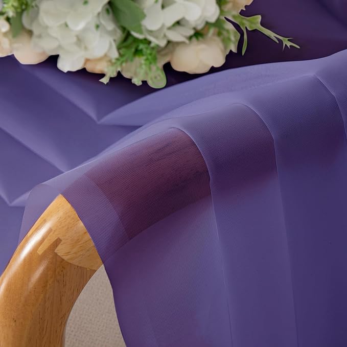 OWENIE Purple Sheer Curtains, Sheer Curtains 84 inch Length 2 Panels Set, Rod Pocket Voile Fimly Sheer Drapes for Living Room/Bedroom, 2pcs, Each 42" W x 84" L